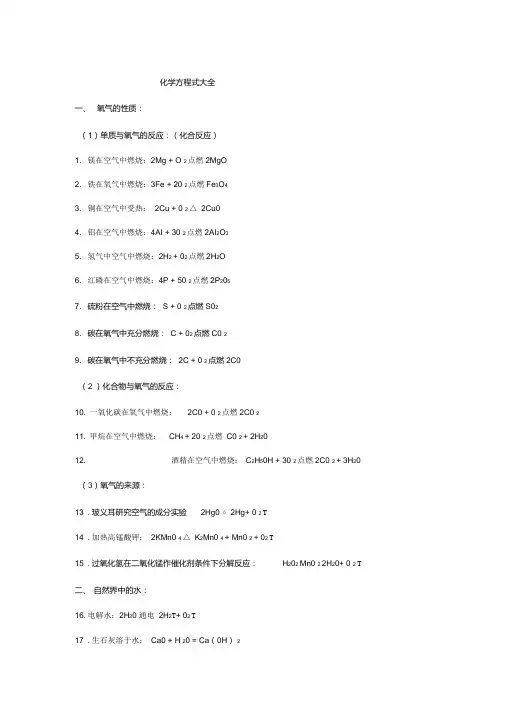 初中化学方程式+常考热点.doc