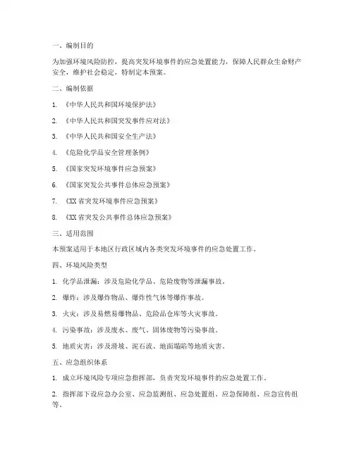 环境风险专项应急预案