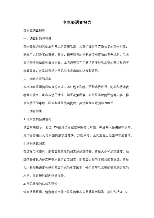 电水壶调查报告