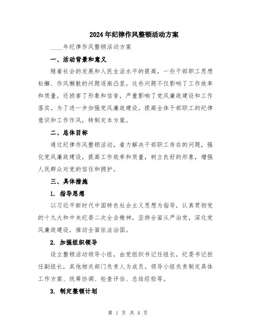 2024年纪律作风整顿活动方案