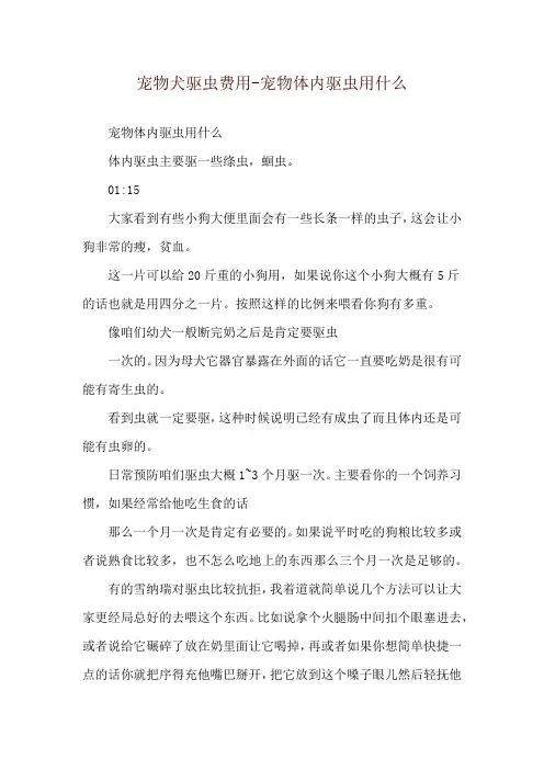 宠物犬驱虫费用-宠物体内驱虫用什么