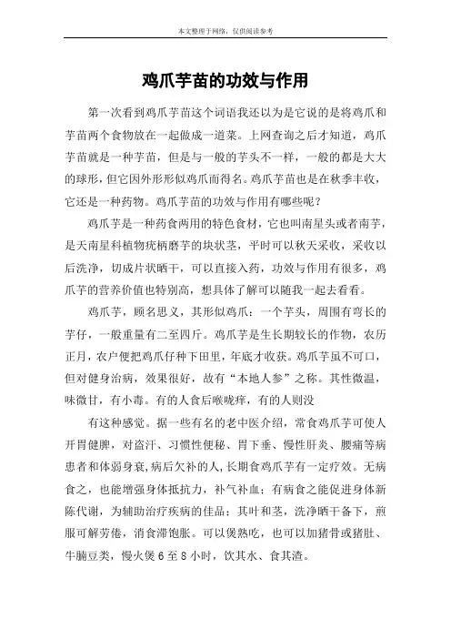 鸡爪芋苗的功效与作用
