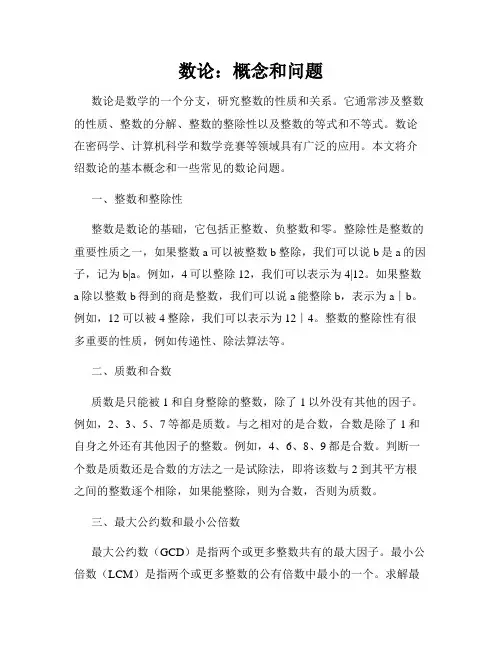 数论：概念和问题
