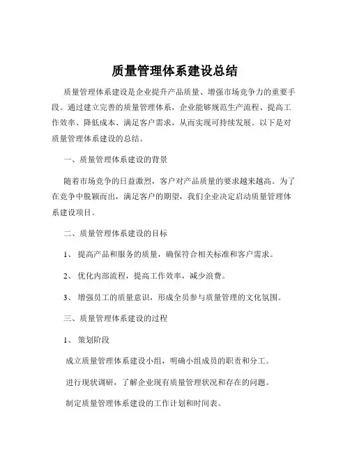 质量管理体系建设总结