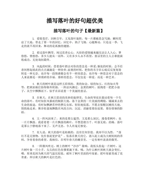 描写落叶的好句超优美