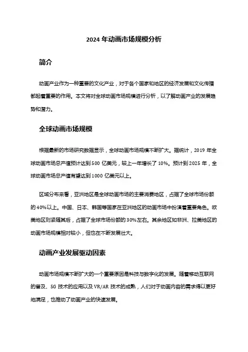 2024年动画市场规模分析