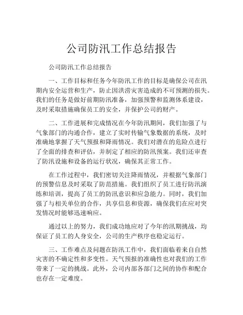 公司防汛工作总结报告