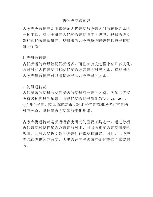 古今声类通转表