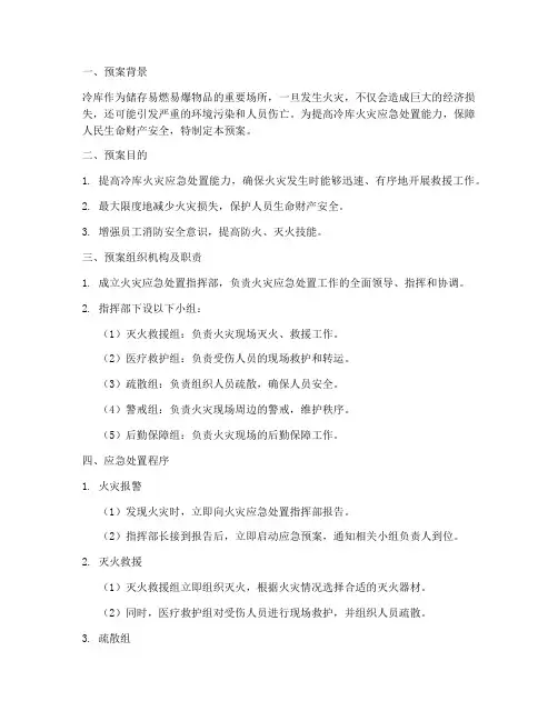 消防冷库火灾预案范文