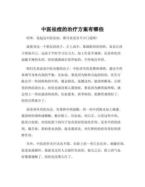 中医祛痘的治疗方案有哪些