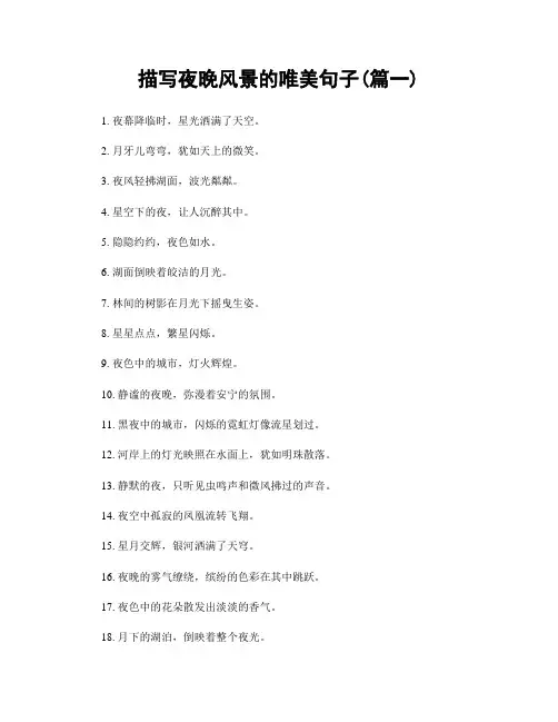 描写夜晚风景的唯美句子(精选两篇)
