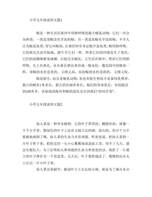 小学五年级说明文4篇