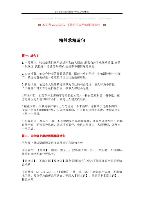 2018年精益求精造句-范文word版 (11页)
