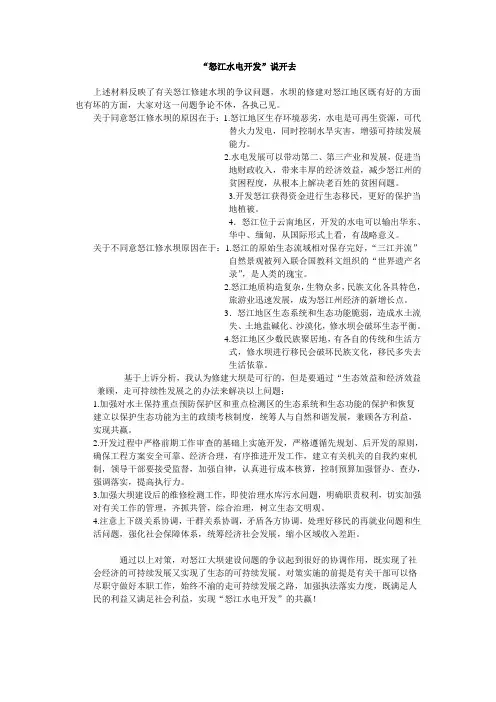 怒江水电开发 申论