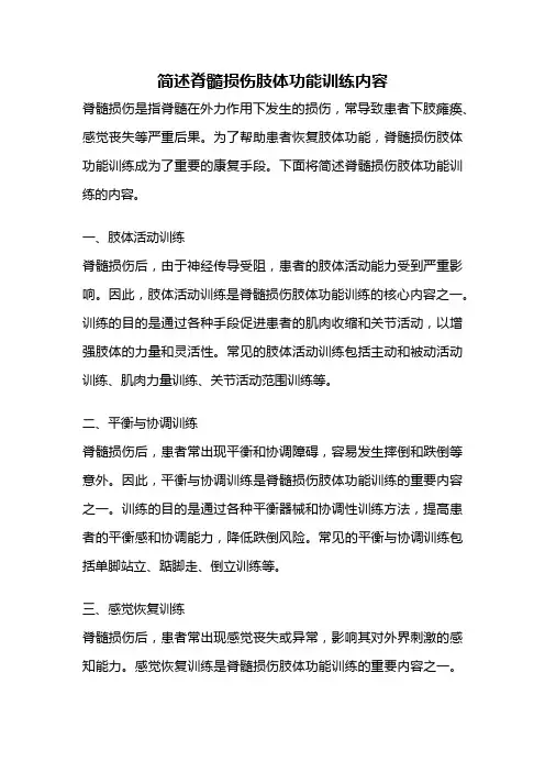 简述脊髓损伤肢体功能训练内容