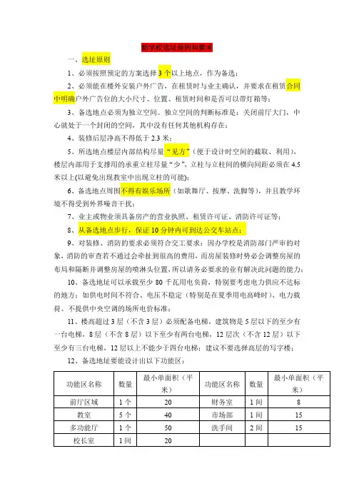 新学校选址原则和要求