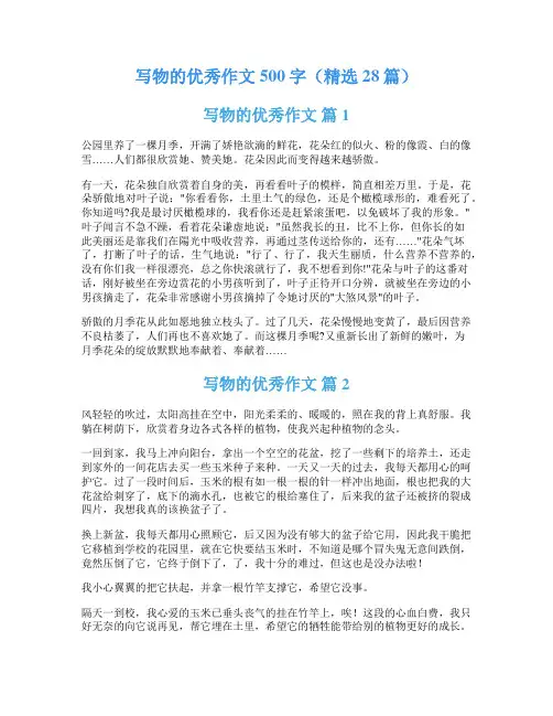 写物的优秀作文500字(精选28篇)