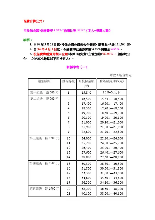 保费计算公式