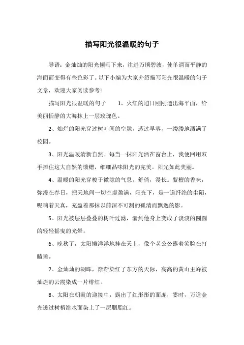 描写阳光很温暖的句子