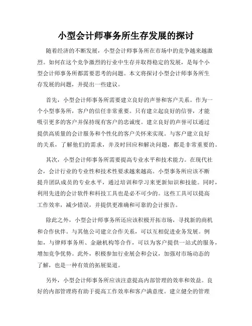 小型会计师事务所生存发展的探讨