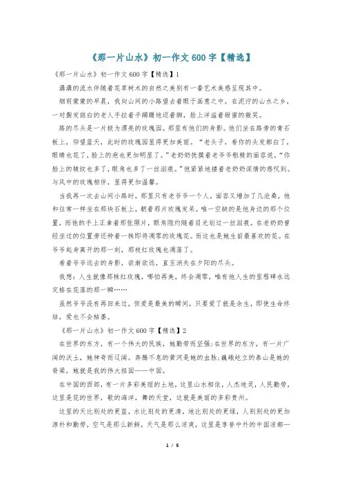 《那一片山水》初一作文600字【精选】