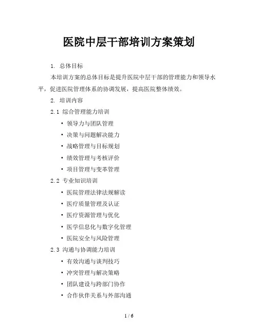 医院中层干部培训方案策划