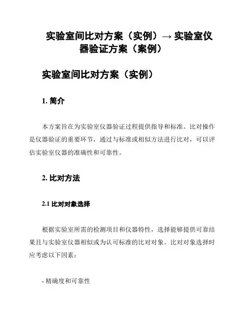 实验室间比对方案(实例)→ 实验室仪器验证方案(案例)