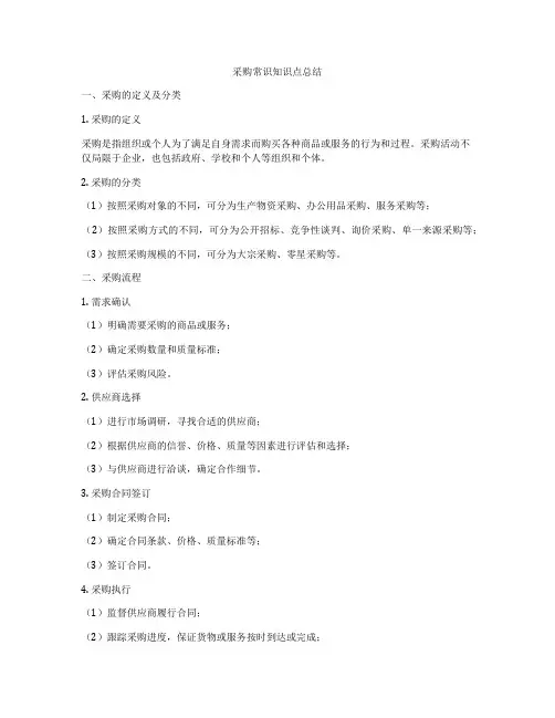 采购常识知识点总结