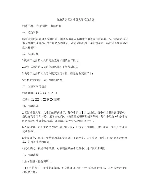 市场营销策划沙盘大赛活动方案