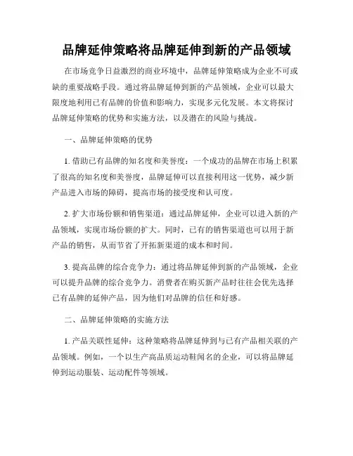 品牌延伸策略将品牌延伸到新的产品领域