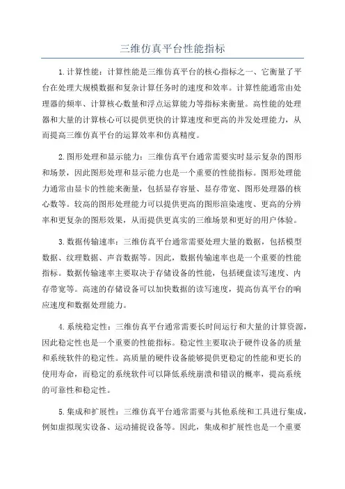 三维仿真平台性能指标