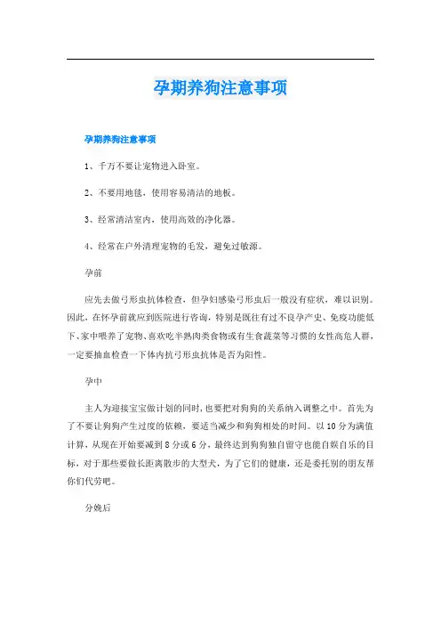 孕期养狗注意事项