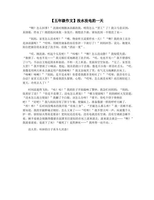 【五年级作文】没水没电的一天
