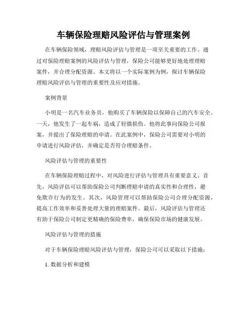 车辆保险理赔风险评估与管理案例