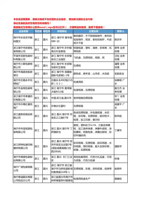 2020新版浙江省嘉兴包装用纸工商企业公司名录名单黄页联系方式大全92家