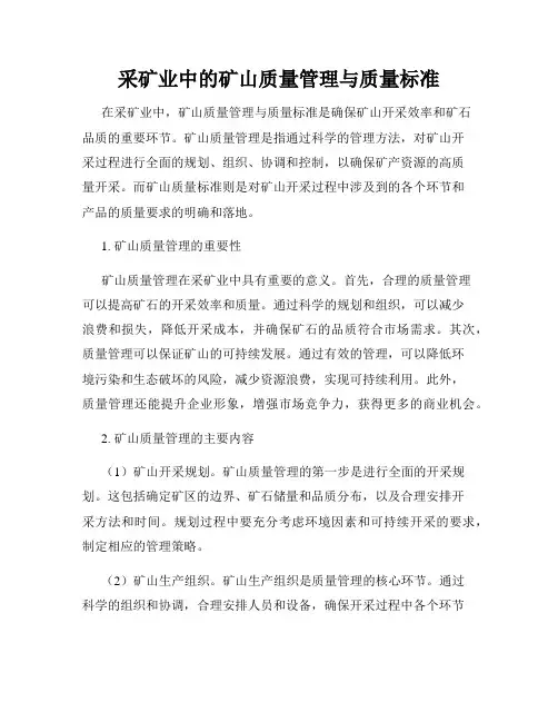 采矿业中的矿山质量管理与质量标准