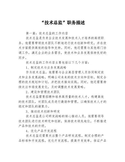 “技术总监”职务描述3篇