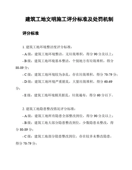 建筑工地文明施工评分标准及处罚机制