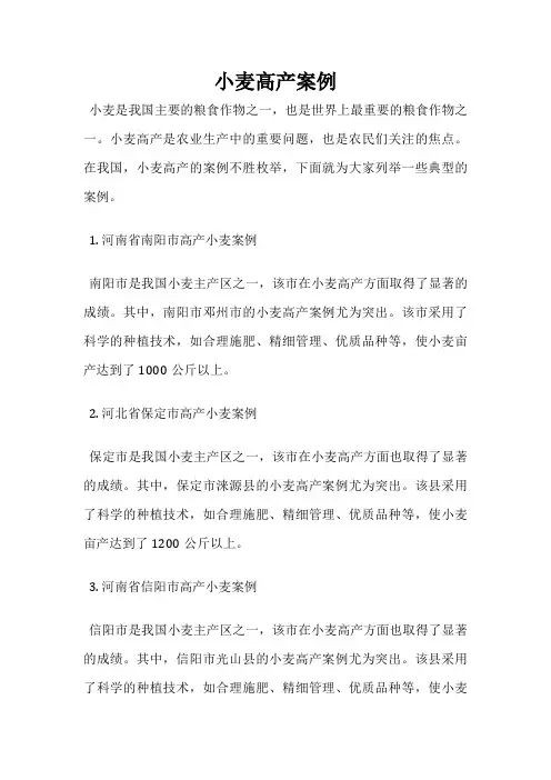 小麦高产案例