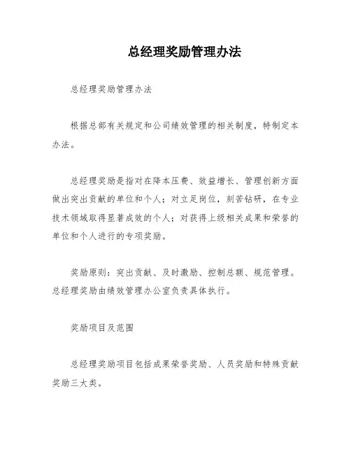 总经理奖励管理办法