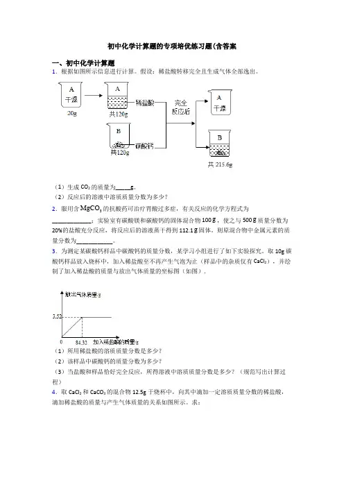 初中化学计算题的专项培优练习题(含答案