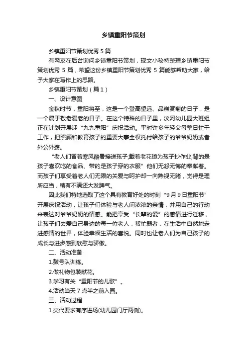 乡镇重阳节策划