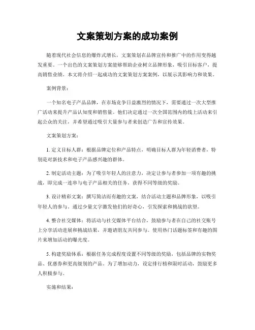 文案策划方案的成功案例