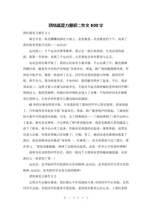 团结就是力量初二作文800字