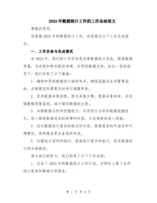 2024年数据统计工作的工作总结范文