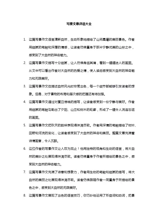 写景文章评语大全