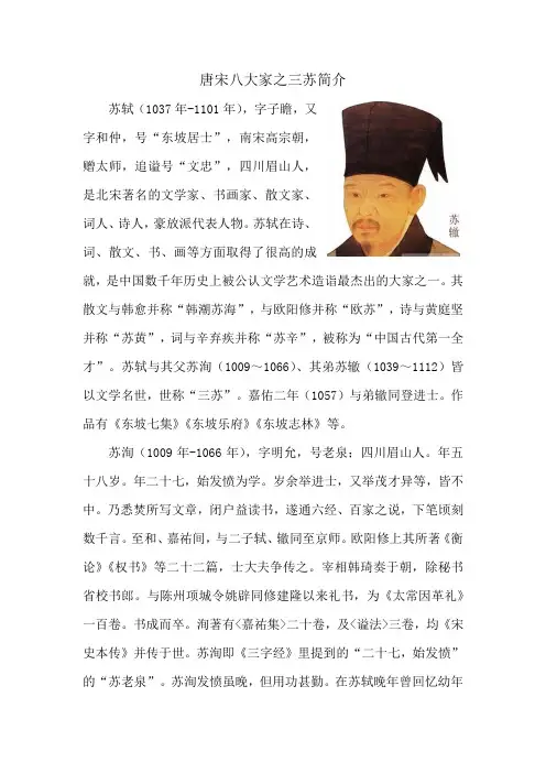 唐宋八大家之三苏简介