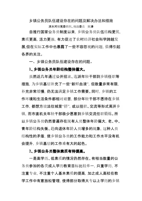 乡镇公务员队伍建设存在的问题及解决办法和措施【VIP专享】