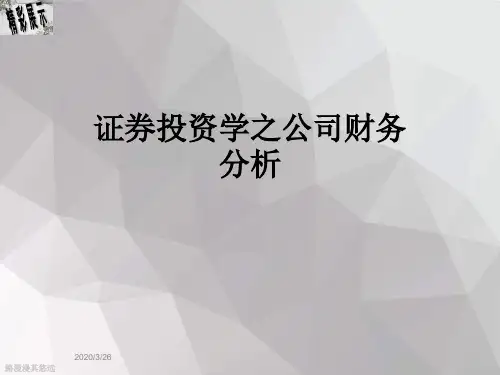 证券投资学之公司财务分析