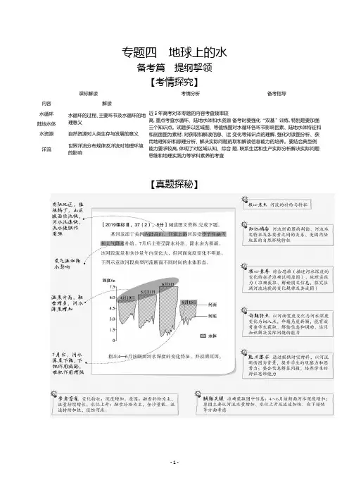 2021新高考地理一轮复习精练：专题4 地球上的水